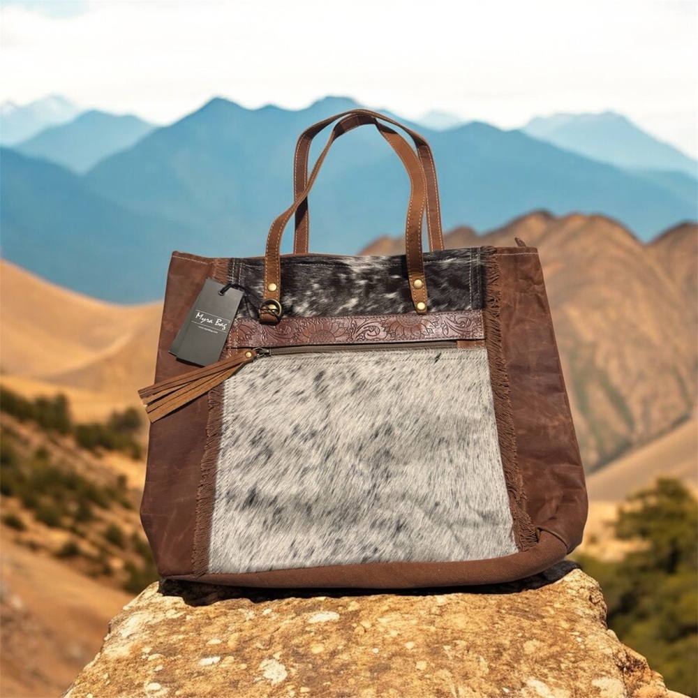 Myra Bag Brown and Gray Women's cowhide
